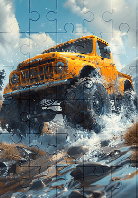 Monster Truck - 30-piece wooden jigsaw puzzle with Optional Frame