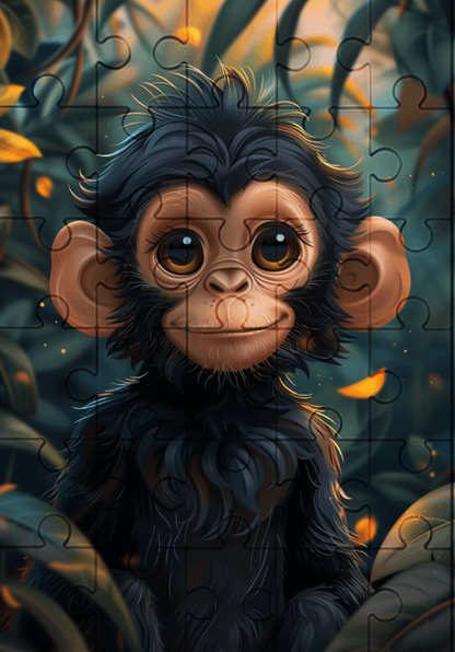 Murphy The Monkey - 30-piece wooden jigsaw puzzle with Optional Frame