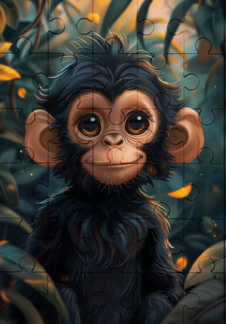 Murphy The Monkey - 30-piece wooden jigsaw puzzle with Optional Frame