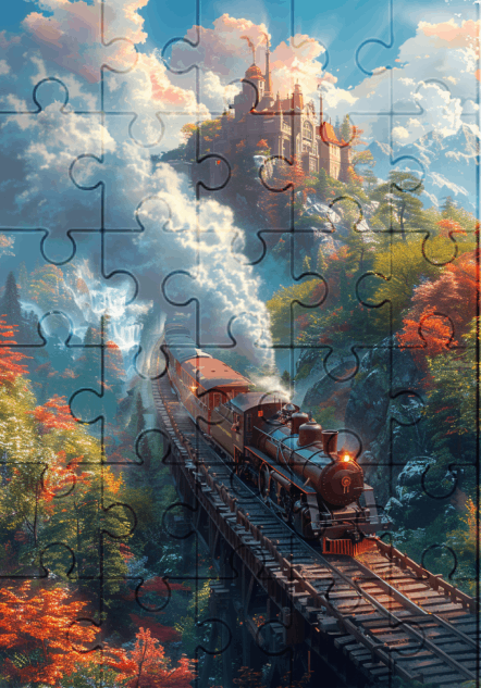Mystical Train - 30-piece wooden jigsaw puzzle with Optional Frame