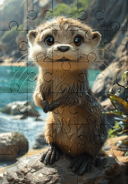 Otto The Otter - 30-piece wooden jigsaw puzzle with Optional Frame