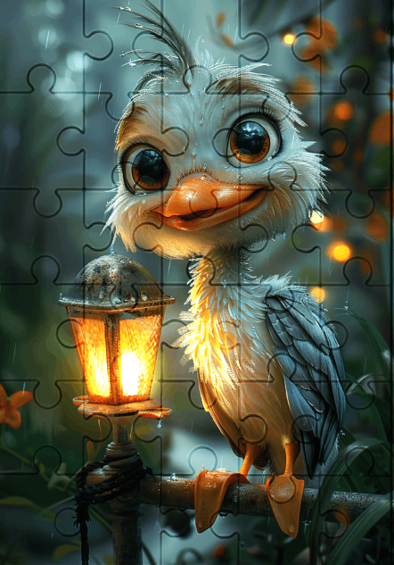 Pebbles The Baby Pelican - 30-piece wooden jigsaw puzzle with Optional Frame