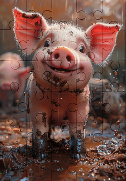 Penny The Pig - 30-piece wooden jigsaw puzzle with Optional Frame