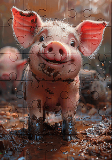 Penny The Pig - 30-piece wooden jigsaw puzzle with Optional Frame