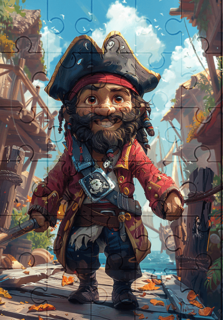 Pete The Friendly Pirate - 30-piece wooden jigsaw puzzle with Optional Frame