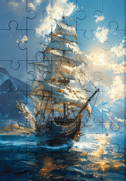 Pirate Ship - 30-piece wooden jigsaw puzzle with Optional Frame