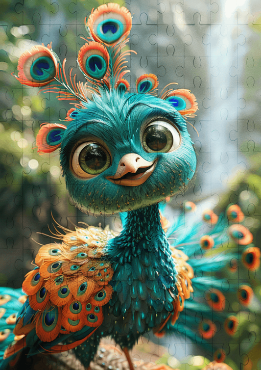 Poppy The Peacock - 120-piece wooden jigsaw puzzle
