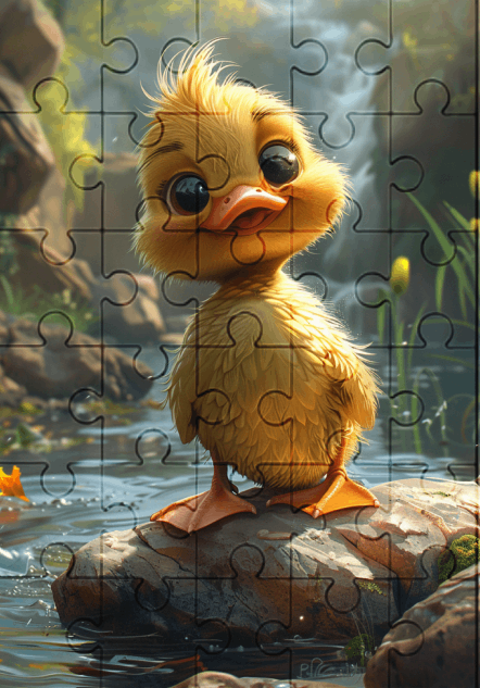Quack The Duck - 30-piece wooden jigsaw puzzle with Optional Frame
