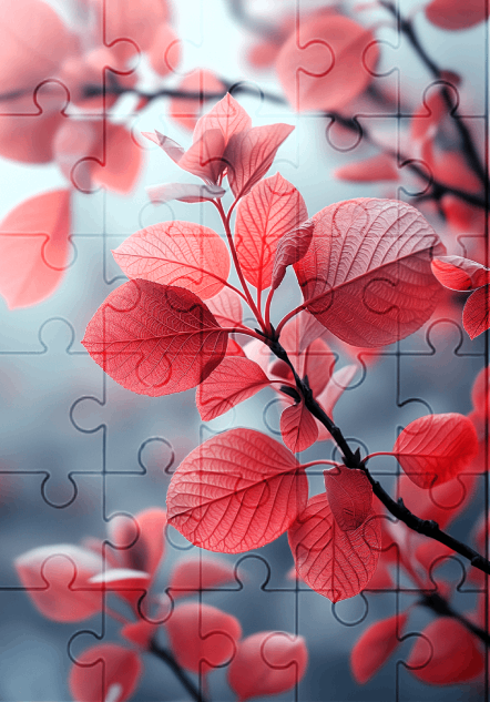 Red Leaves - 30-piece wooden jigsaw puzzle with Optional Frame