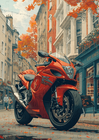 Red Motorbike - 120-piece wooden jigsaw puzzle