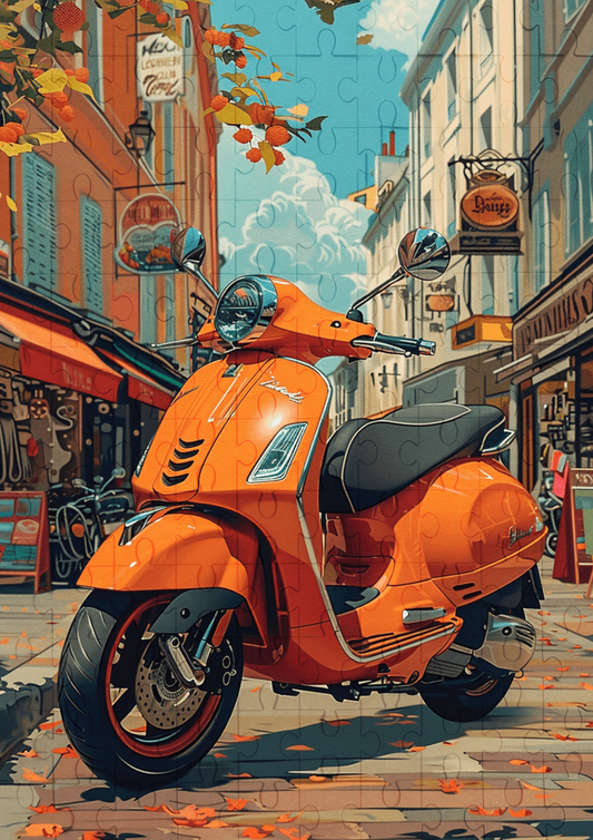 Red Scooter - 120-piece wooden jigsaw puzzle