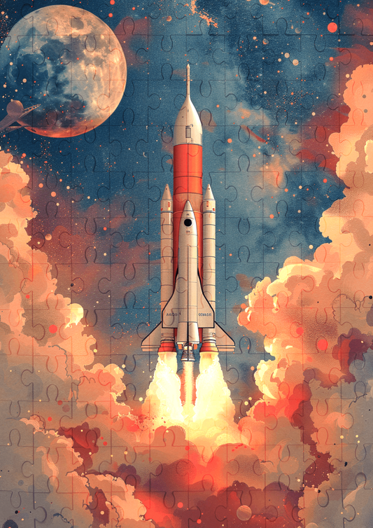 Rocket Ship - 120-piece wooden jigsaw puzzle