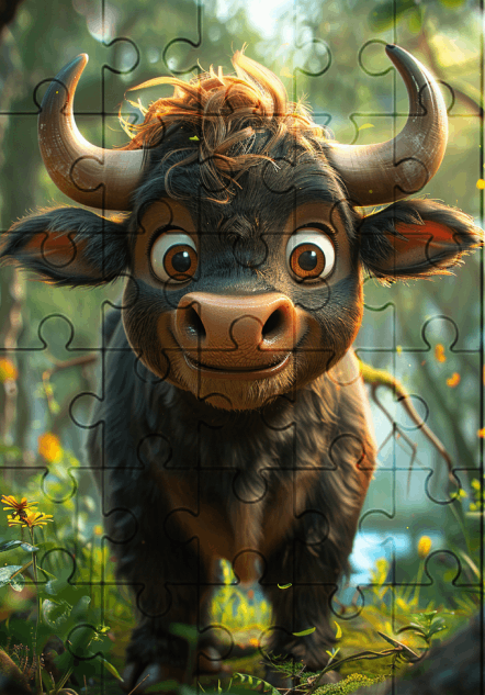 Rocket The Bull - 30-piece wooden jigsaw puzzle with Optional Frame