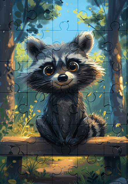 Roger The Raccoon - 30-piece wooden jigsaw puzzle with Optional Frame