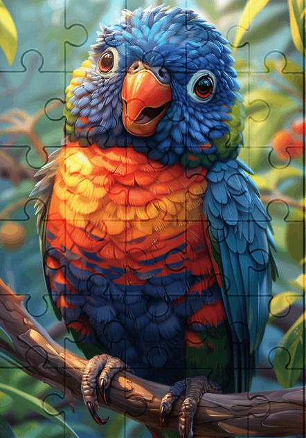 Ronny The Rainbow Lorikeet - 30-piece wooden jigsaw puzzle with Optional Frame