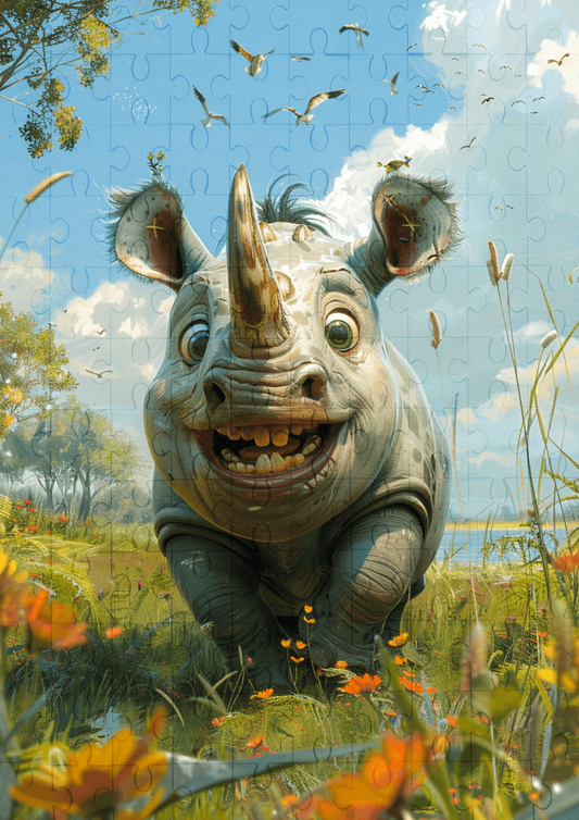 Rumbles The Rhino - 120-piece wooden jigsaw puzzle
