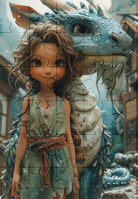 Sakura The Dragon Trainer - 30-piece wooden jigsaw puzzle with Optional Frame