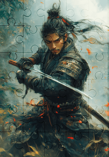 Samurai Warrior - 30-piece wooden jigsaw puzzle with Optional Frame