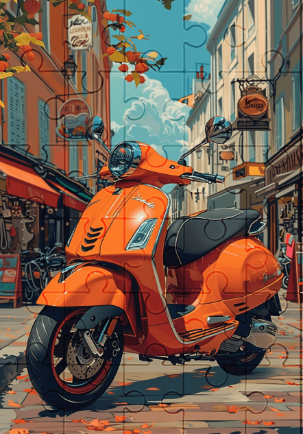 Scooter Fun - 30-piece wooden jigsaw puzzle with Optional Frame