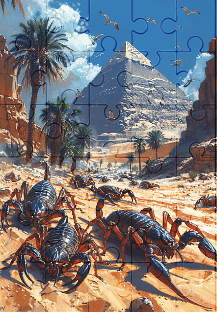 Scorpion Swarm - 30-piece wooden jigsaw puzzle with Optional Frame