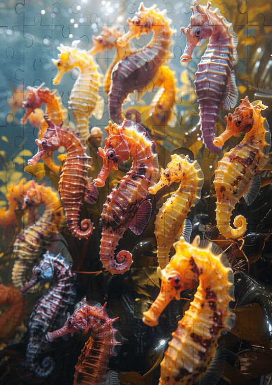 Seahorse Family - 120-piece wooden jigsaw puzzle