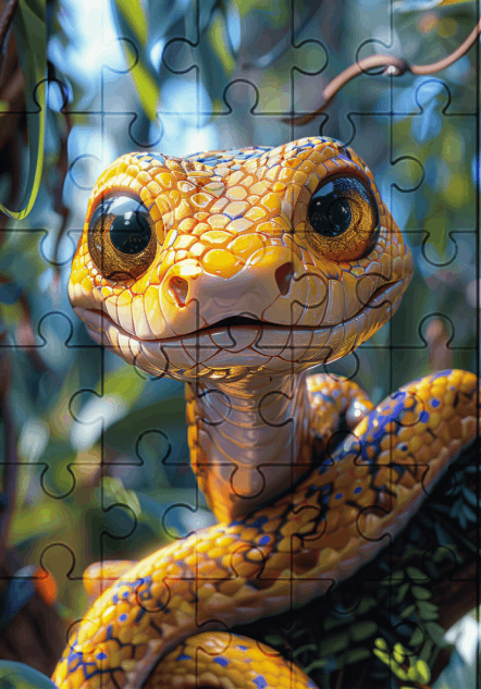 Snacks The Snake - 30-piece wooden jigsaw puzzle with Optional Frame
