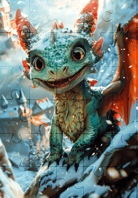Stormy The Jade Dragon - 30-piece wooden jigsaw puzzle with Optional Frame