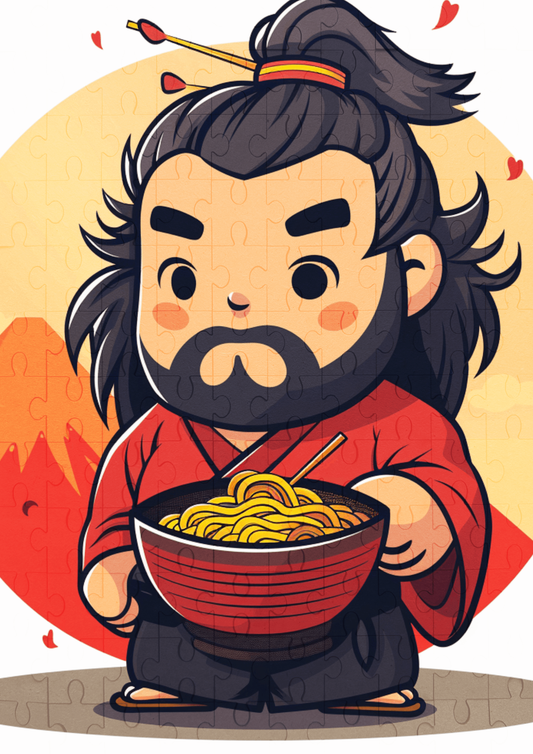 Sumo Eating Noodles - 120-piece wooden jigsaw puzzle