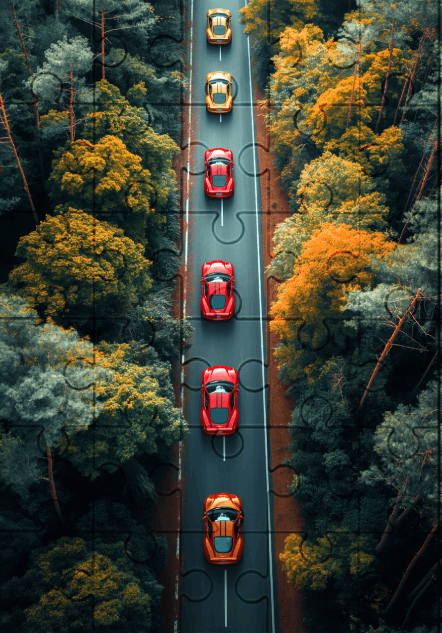 Supercars on Tour - 30-piece wooden jigsaw puzzle with Optional Frame