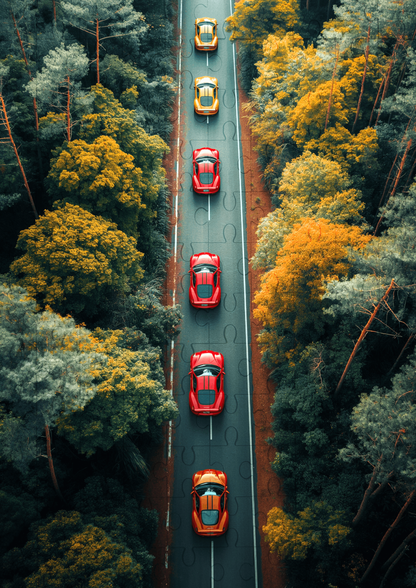 Supercars On Tour - 120-piece wooden jigsaw puzzle
