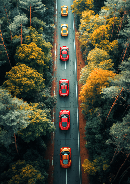 Supercars On Tour - 120-piece wooden jigsaw puzzle