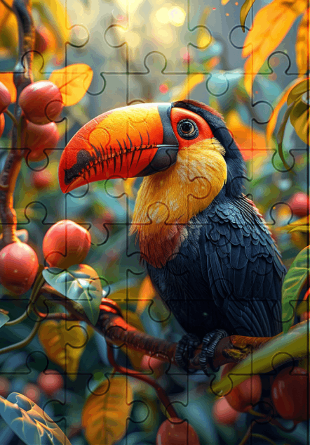 Terry The Tucan - 30-piece wooden jigsaw puzzle with Optional Frame