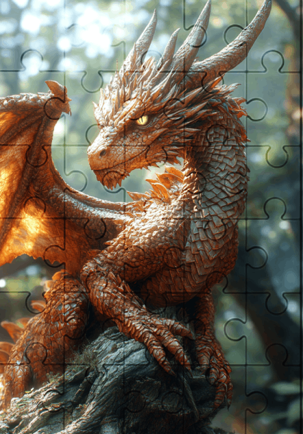 The Forest Dragon - 30-piece wooden jigsaw puzzle with Optional Frame