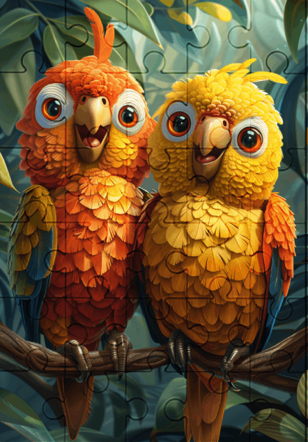 The Love Birds - 30-piece wooden jigsaw puzzle with Optional Frame