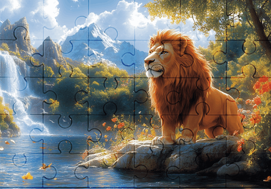 The Mighty Lion - 30-piece wooden jigsaw puzzle with Optional Frame