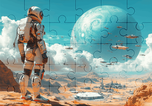 The Spaceport  - 30-piece wooden jigsaw puzzle with Optional Frame