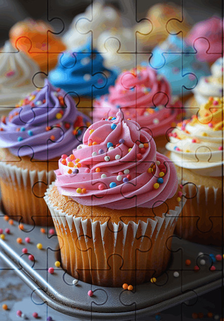 Tray of Cupcakes - 30-piece wooden jigsaw puzzle with Optional Frame