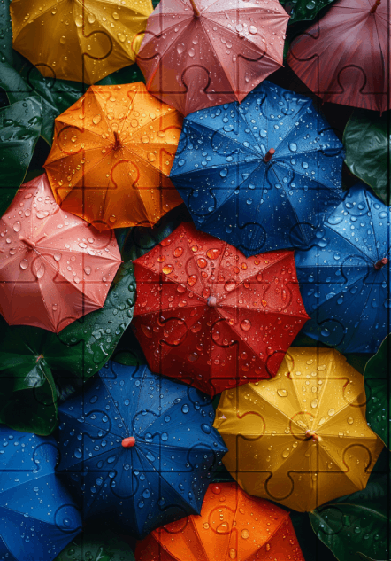 Umbrellas - 30-piece wooden jigsaw puzzle with Optional Frame