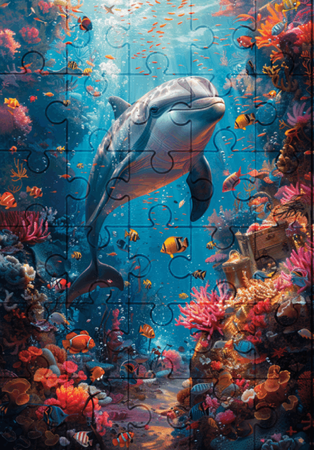 Underwater Cheer - 30-piece wooden jigsaw puzzle with Optional Frame