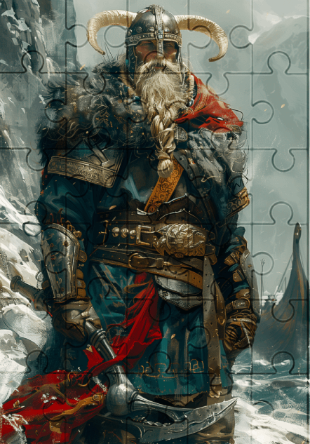 Viking Combat - 30-piece wooden jigsaw puzzle with Optional Frame