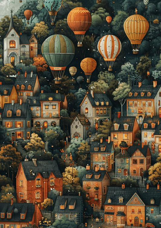 Whimsical Cityscape - 120-piece wooden jigsaw puzzle