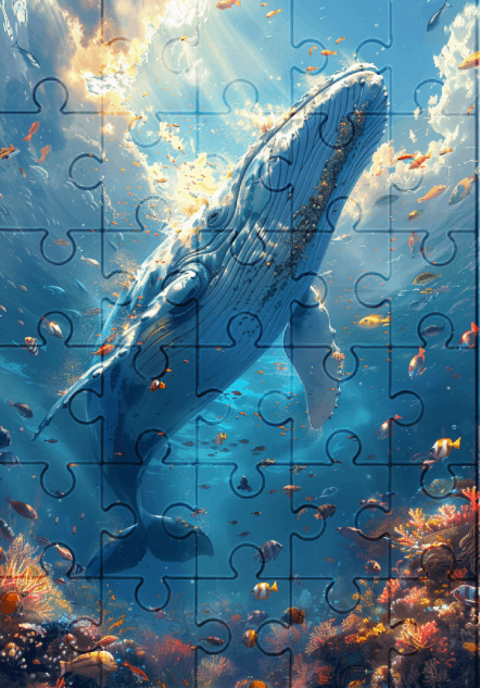William The Whale - 30-piece wooden jigsaw puzzle with Optional Frame