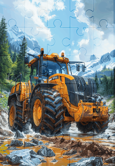 Yellow Tractor - 30-piece wooden jigsaw puzzle with Optional Frame