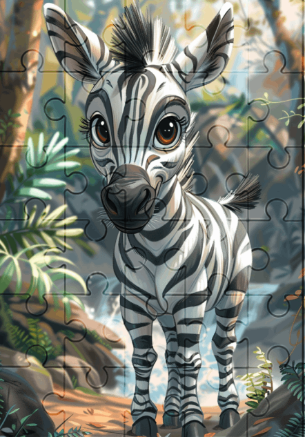 Zippy The Zebra - 30-piece wooden jigsaw puzzle with Optional Frame