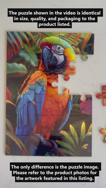 Majestic Macaw - 30-piece wooden jigsaw puzzle with Optional Frame